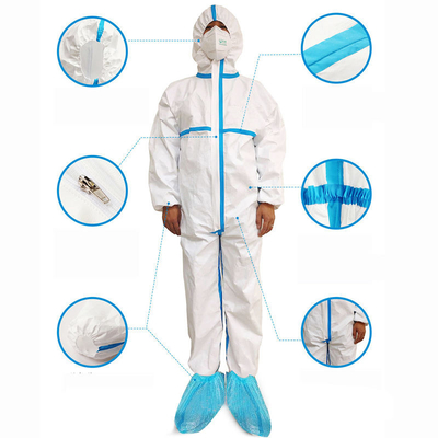 ISO13485 Quần áo bảo hộ Chống tĩnh điện Áo liền quần chống tĩnh điện với còng dệt kim